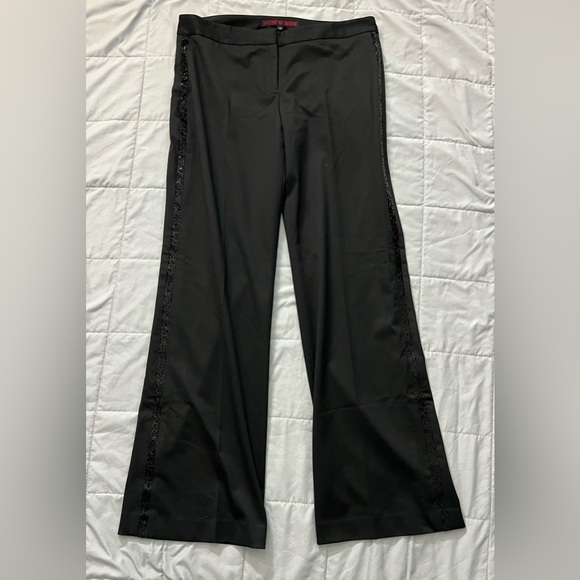 New How & Wen Black Beaded Tuxedo Pants 12 tall inseam 34 - Picture 1 of 4